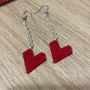 Handmade Red Heart Earrings